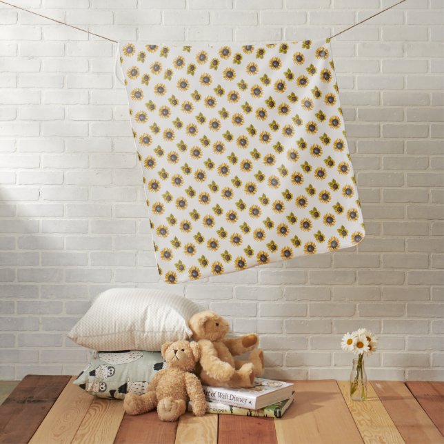Watercolor Sunflower Pattern Baby Blanket (In Situ)