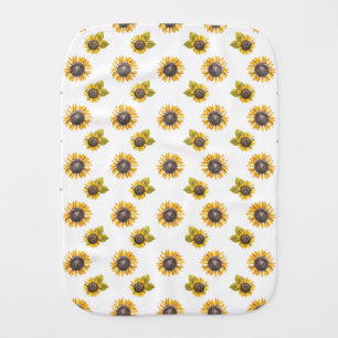 Watercolor Sunflower Pattern Baby Burp Cloth