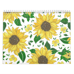 Watercolor Sunflower Pattern  Calendar