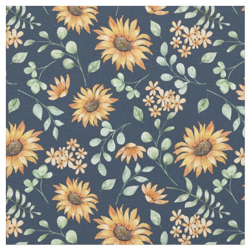 Watercolor Sunflower Pattern  Fabric