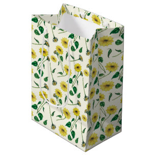 Watercolor Sunflower Pattern Gift Bag