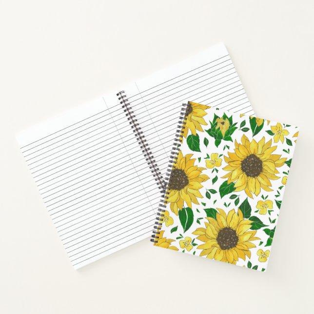 Watercolor Sunflower Pattern  Notebook (Inside)