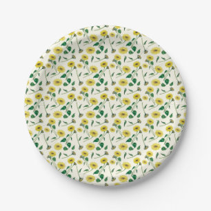 Watercolor Sunflower Pattern Party Paper Plate