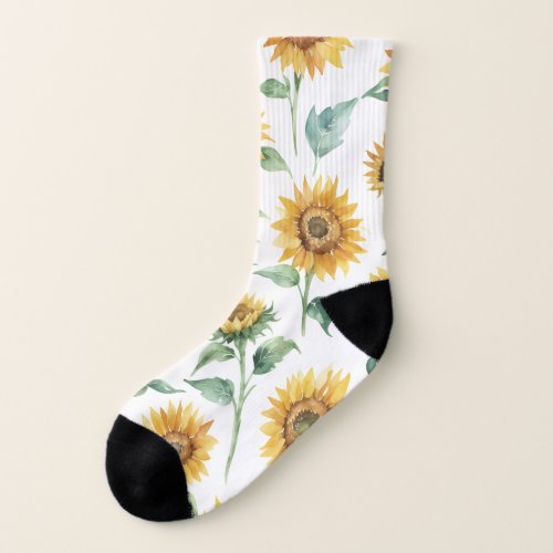 Watercolor Sunflower Pattern Socks