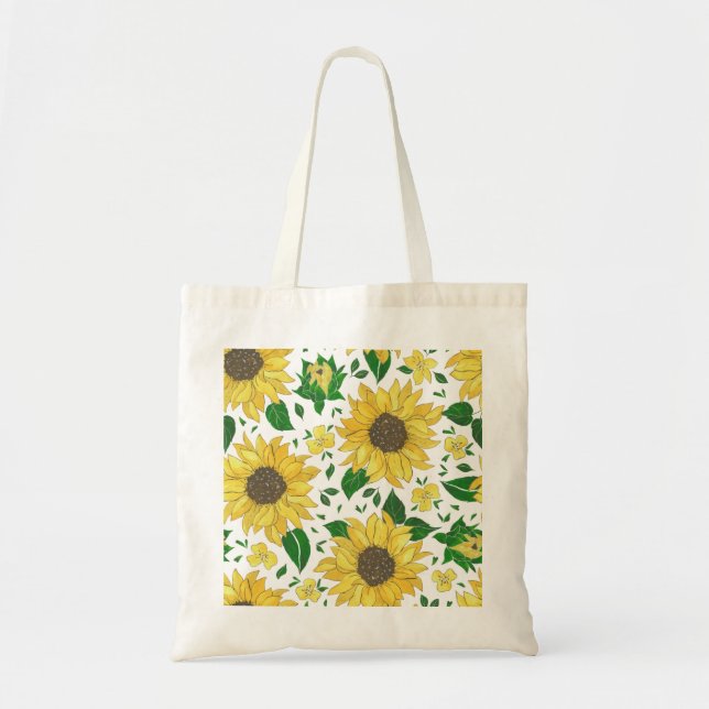 Watercolor Sunflower Pattern  Tote Bag (Front)