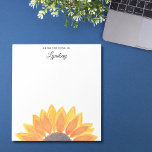 Watercolor Sunflower Personalized  Notepad<br><div class="desc">This beautiful sunflower notepad features a hand-painted yellow watercolor sunflower. Easily change the font style and color to personalize just for you.
Original Watercolor © Michele Davies.</div>