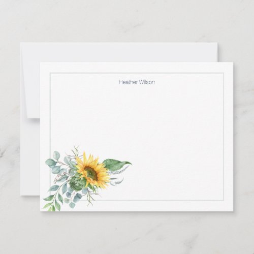 Watercolor Sunflower Personalized Thank You Card
