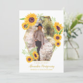 Watercolor Sunflower Photo Graduation Party Invite (Standing Front)