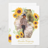 Watercolor Sunflower Photo Graduation Party Invite (Front/Back)