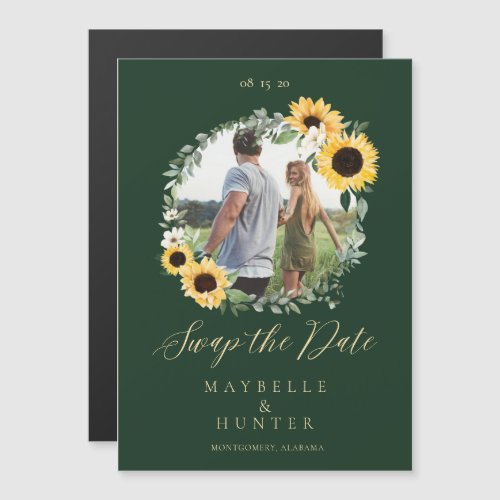 Watercolor Sunflower Photo Wreath Save The Dates