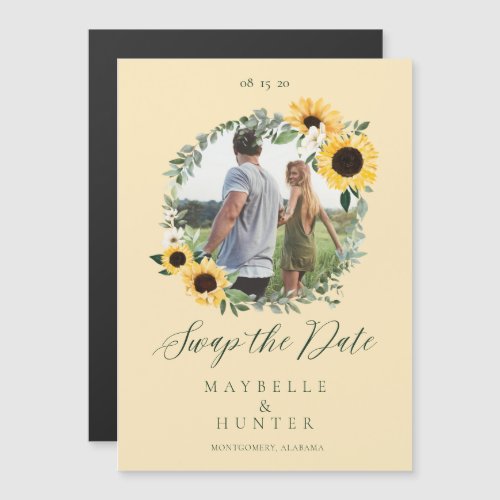 Watercolor Sunflower Photo Wreath Save The Dates