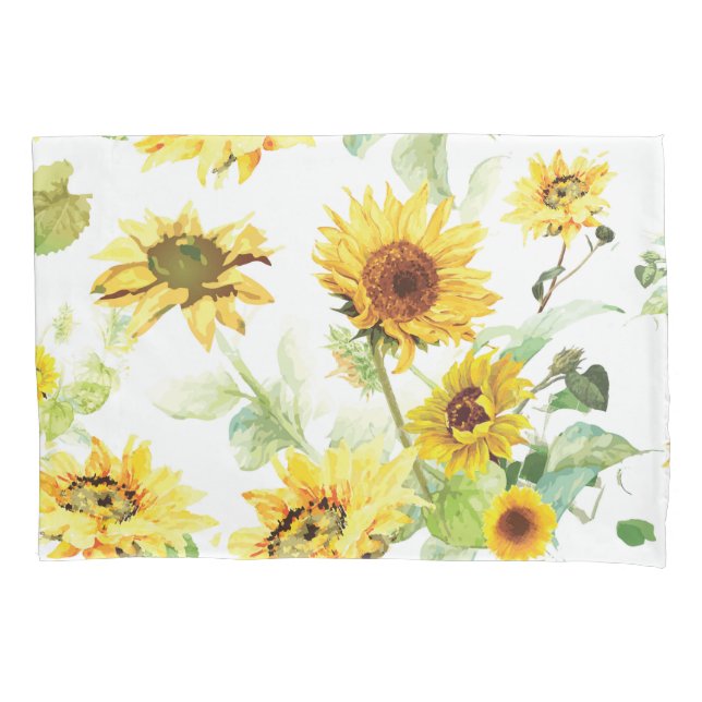 Watercolor Sunflower Pillow Case (Front)