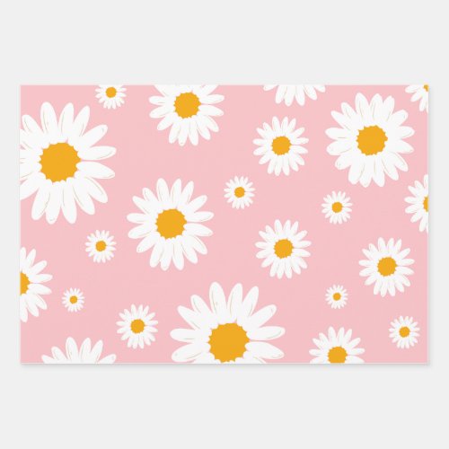 Watercolor Sunflower Pink Peach Yellow Pattern  Wrapping Paper Sheets