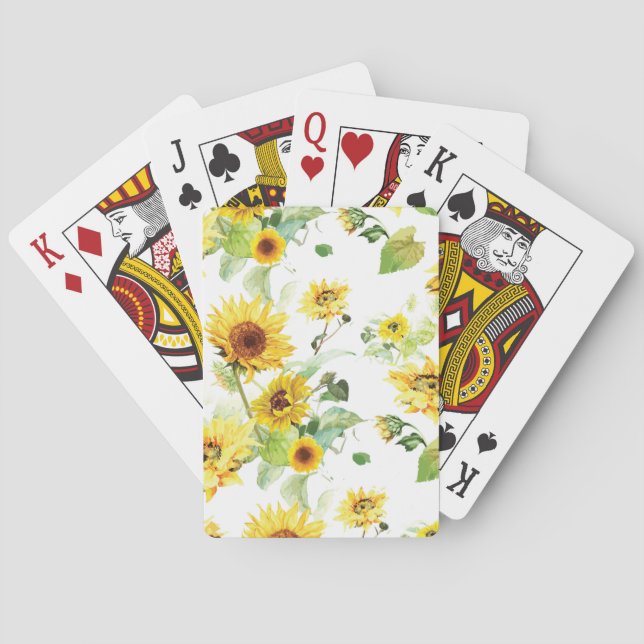 Watercolor Sunflower Poker Cards (Back)
