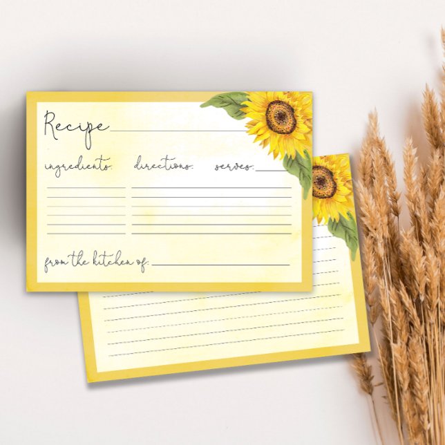 Watercolor sunflower recipe card (Creator Uploaded)