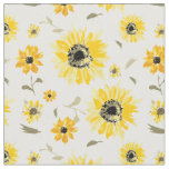 Watercolor sunflower repeat pattern fabric