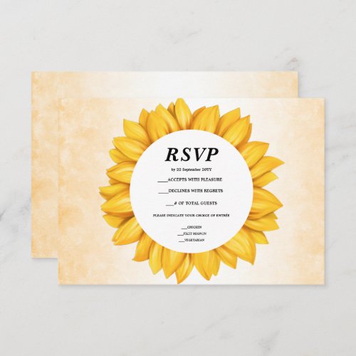 Watercolor Sunflower Response Card RSVP