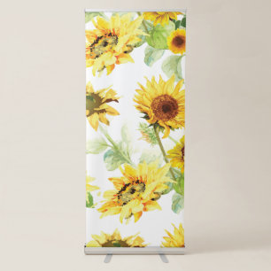 Watercolor Sunflower Retractable Banner