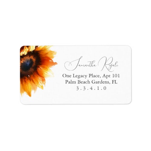 Watercolor Sunflower Return Address Label