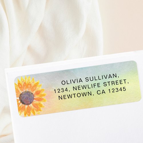 Watercolor Sunflower Return Address Label