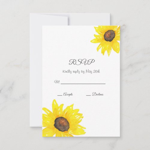 Watercolor Sunflower RSVP Card