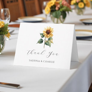 Watercolor Sunflower Rustic Country Wedding Thank You Card