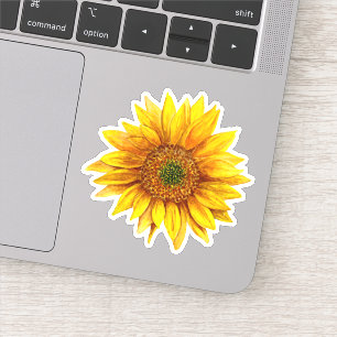 Watercolor sunflower. Rustic flower. Country Sticker