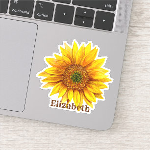 Watercolor sunflower. Rustic flower. Country Sticker