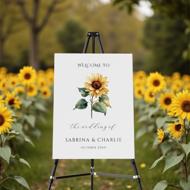 Watercolor Sunflower Rustic Wedding Welcome Sign (Creator Uploaded)