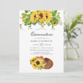 Watercolor Sunflower Rustic Western Quinceañera Invitation (Standing Front)