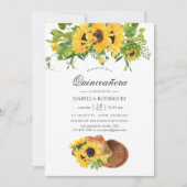 Watercolor Sunflower Rustic Western Quinceañera Invitation (Front)