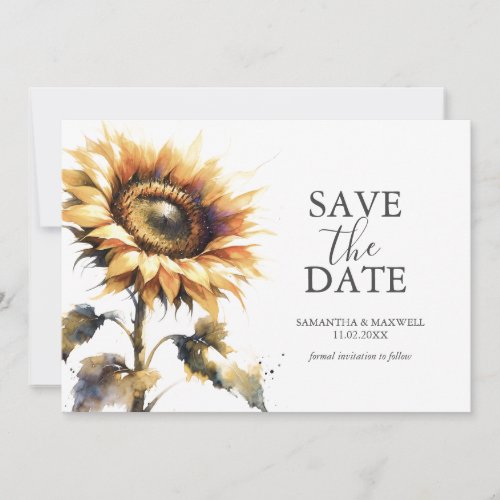 Watercolor Sunflower Save The Date