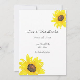 Watercolor Sunflower Save The Date