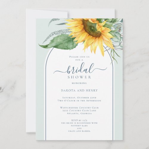 Watercolor Sunflower Script Couples Bridal Shower Invitation