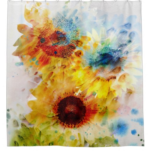 Watercolor Sunflower Shower Curtain