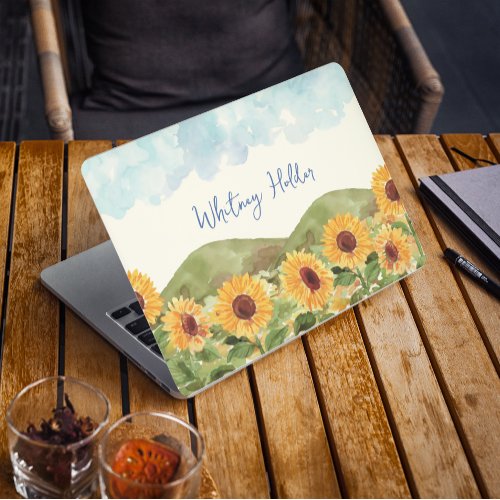 Watercolor Sunflower Summer Fields HP Laptop Skin