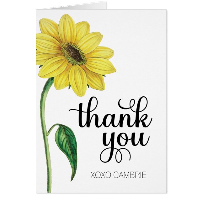 Watercolor Sunflower Thank You (Front)