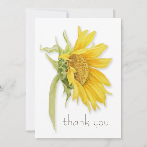 Watercolor Sunflower Thank You Card