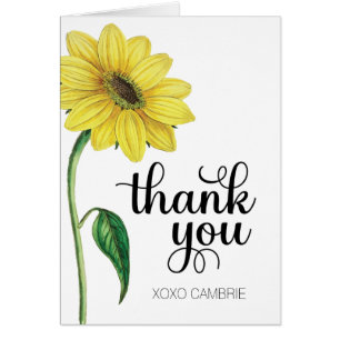 Watercolor Sunflower Thank You Cards