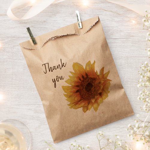 watercolor sunflower thank you favor bag