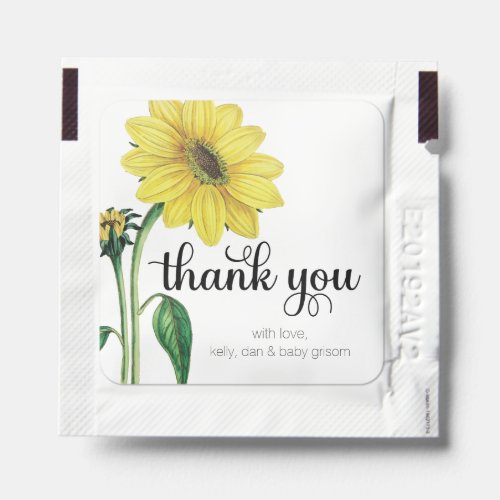 Watercolor Sunflower Thank You Sticker Favor Tags Hand Sanitizer Packet