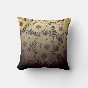 Watercolor Sunflower Throw Pillow