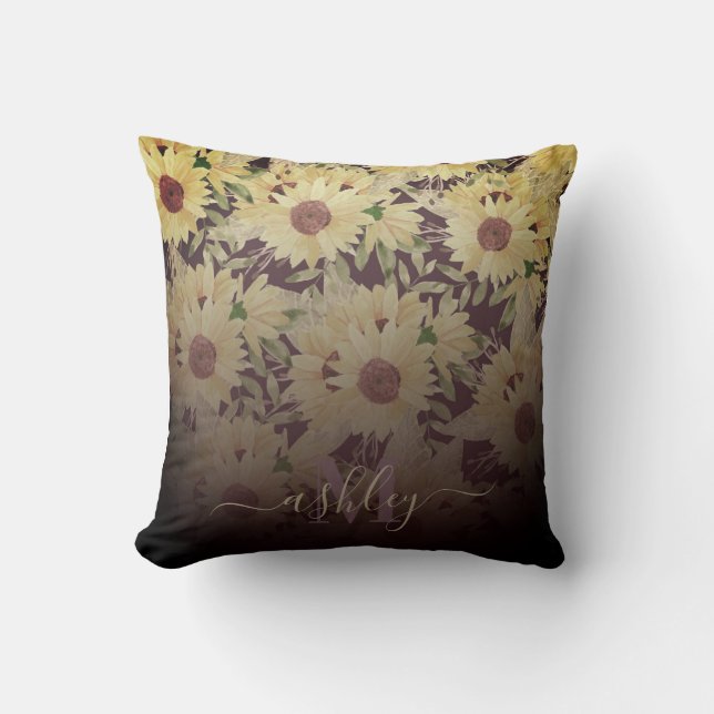 Watercolor Sunflower Throw Pillow (Front)