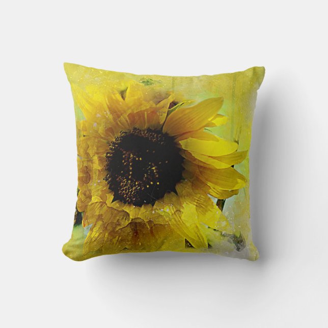 Watercolor Sunflower Throw Pillow (Front)