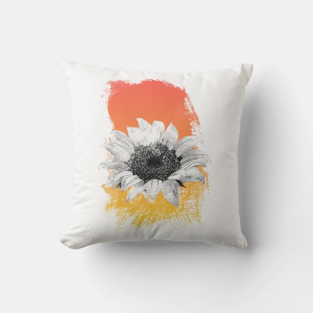 Watercolor Sunflower  Throw Pillow (Front)
