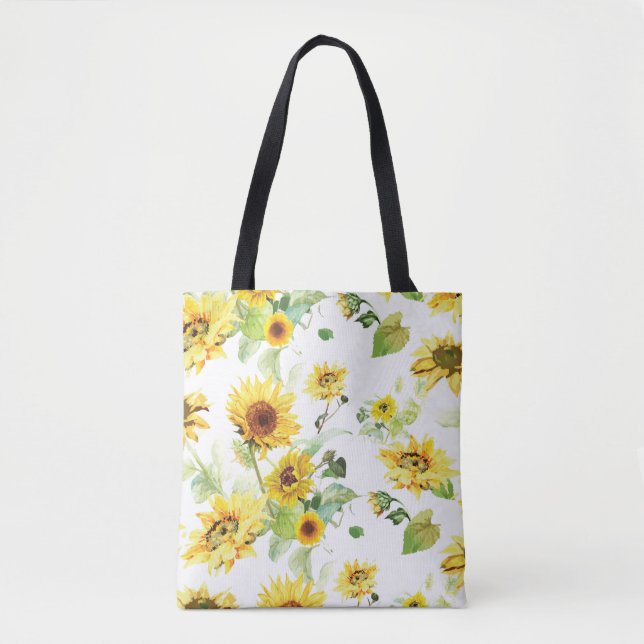 Watercolor Sunflower Tote Bag (Front)