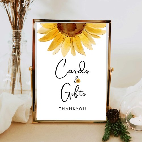 Watercolor sunflower watercolor cards and gifts  poster