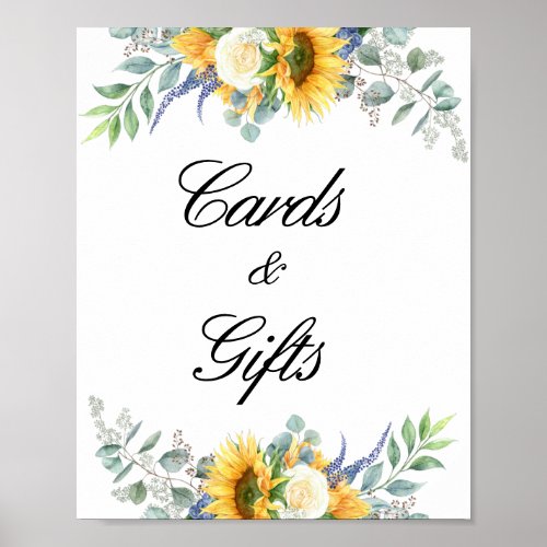 watercolor sunflower wedding cards  gifts sign
