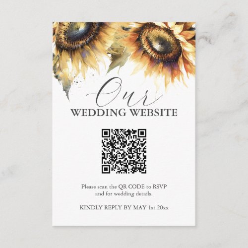 Watercolor Sunflower Wedding Enclosure Cards