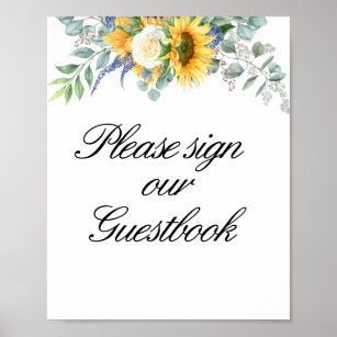 watercolor sunflower wedding guestbook sign